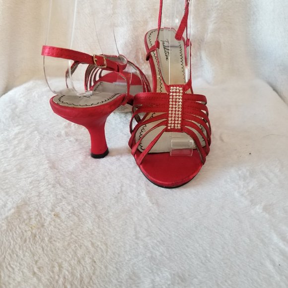 Tradition "Effie" Embellished Red Satin Slingback Sandals  Size 7.5 M - Picture 4 of 9